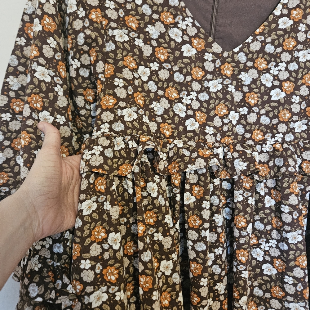 Pink Lily Brown Flowy Dress - Picture 6 of 10